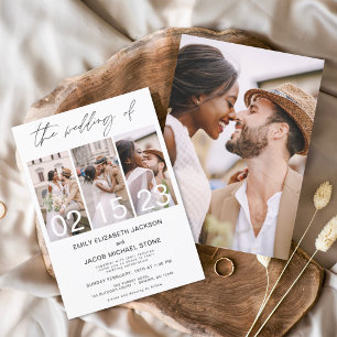 The Wedding of Photo Simple Minimalist White Invitation