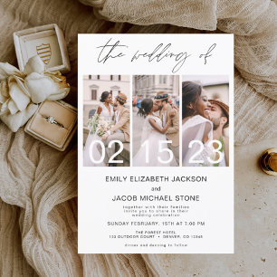 The Wedding of Photo Simple Minimalist White Invitation