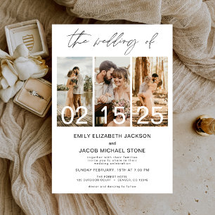 The Wedding of Photo Simple Minimalist White Invitation