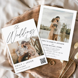 The Wedding of QR code Modern Photo Minimalist  Invitation