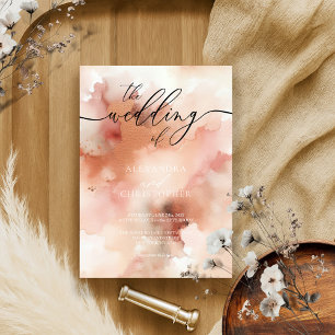 The Wedding Of RoseGold Watercolor Invitation