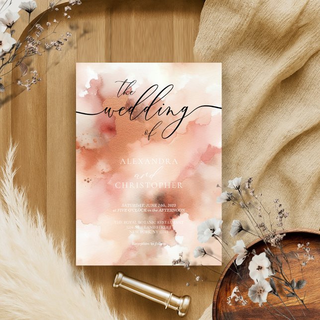 The Wedding Of RoseGold Watercolor  Invitation (Creator Uploaded)