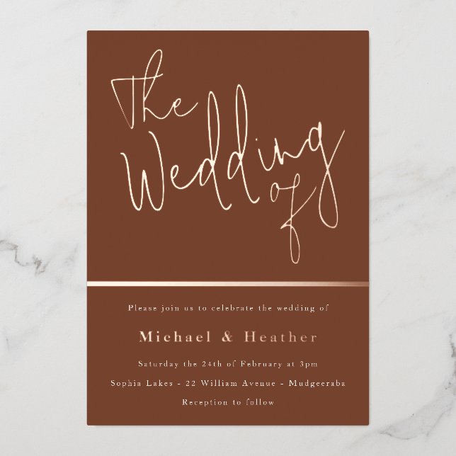 The Wedding of: Terracotta Rust Boho Rose Gold (Front)