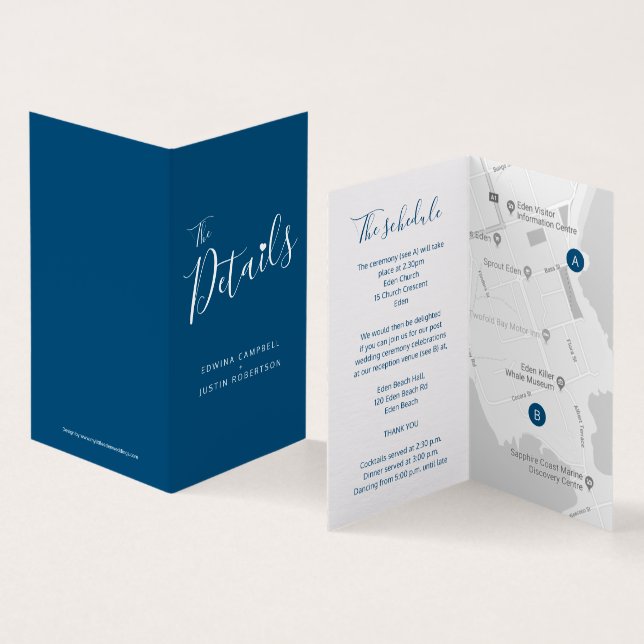 The wedding or event details guest schedule map (Inside and Outside)