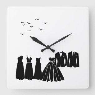 The Wedding Party: Charming Silhouettes Wall Clock