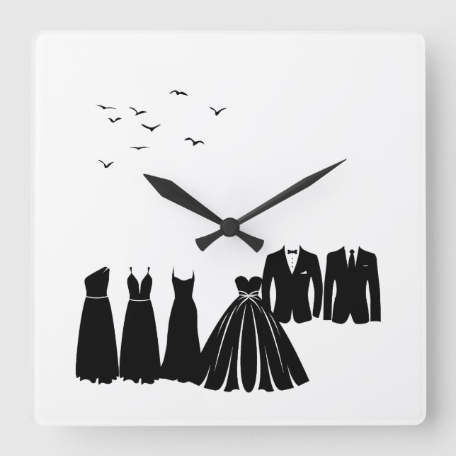 The Wedding Party: Charming Silhouettes Wall Clock (Front)