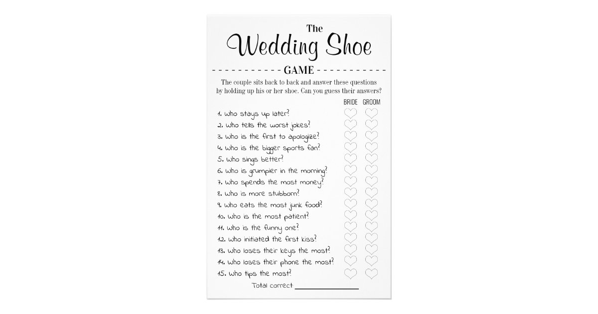 The Wedding Shoe Game Card | Zazzle