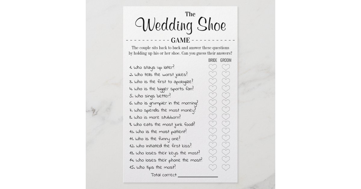 The Wedding Shoe Game Card | Zazzle The Wedding Shoe Game Card | Zazzle