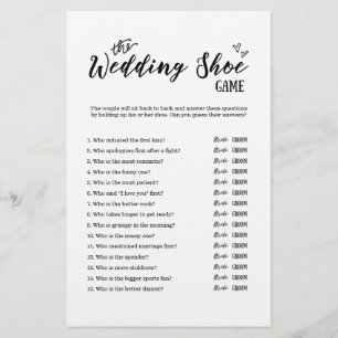 The Wedding Shoe Game for Wedding or Bridal Shower