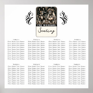 THE WEDDING Tarot Skeletons Bride & Groom Seating  Poster