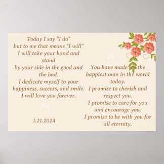 THE WEDDING VOW DISPLAY IN BOHO FLORAL DESIGN POSTER