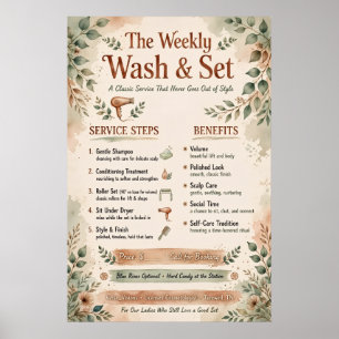 The Weekly Wash & Set Service Menu Poster