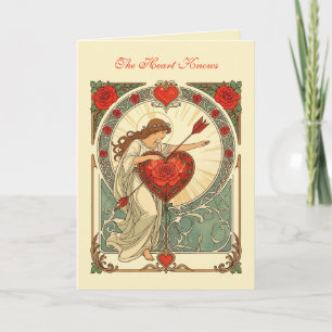 The Weight of Love Vintage Art Nouveau Romance Card