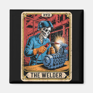 The Welder Welding Tarot Card Skeleton Funny Magnet