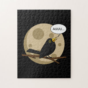 The Werebird - Blackbird Howling at the Moon Comic Jigsaw Puzzle