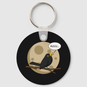 The Werebird - Blackbird Howling at the Moon Comic Key Ring