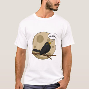 The Werebird - Blackbird Howling at the Moon Comic T-Shirt