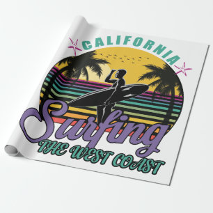 The West Coast California Surfing Wrapping Paper