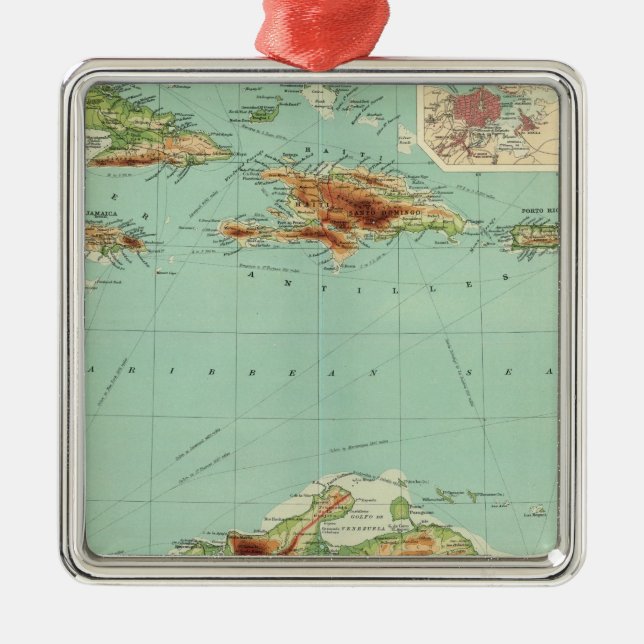 The West Indies 2 Metal Tree Decoration (Front)