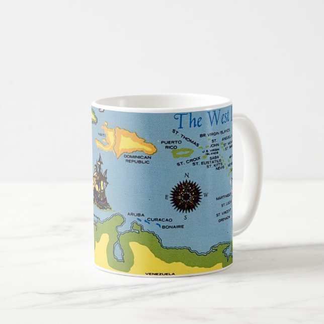 The West Indies Map  Coffee Mug (Front Right)