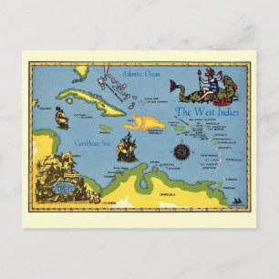 The West Indies Map Postcard