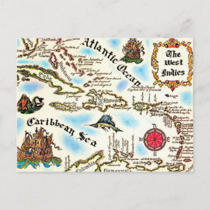 The West Indies Map Postcard