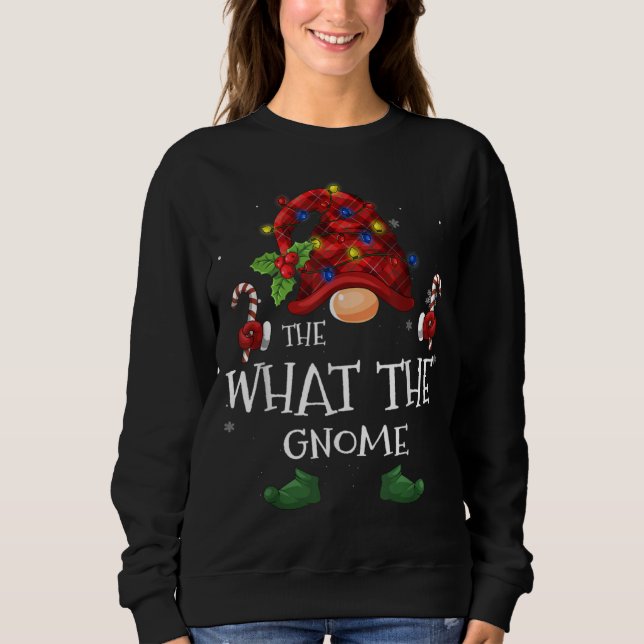 The What The Gnome Buffalo Plaid Christmas Tree Li Sweatshirt (Front)