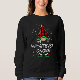 The Whatever Gnome Red Buffalo Plaid Christmas Paj Sweatshirt