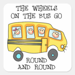 The Wheels On the Bus Square Sticker