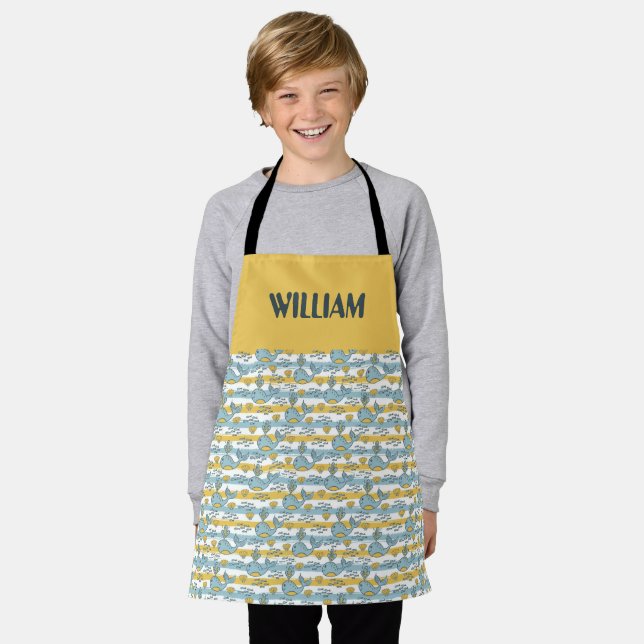 The Whimsical Whale Kids Apron (Worn)
