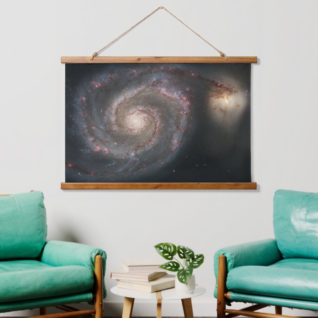 The Whirlpool Galaxy M51 & Companion in Space Hanging Tapestry (Living Room)