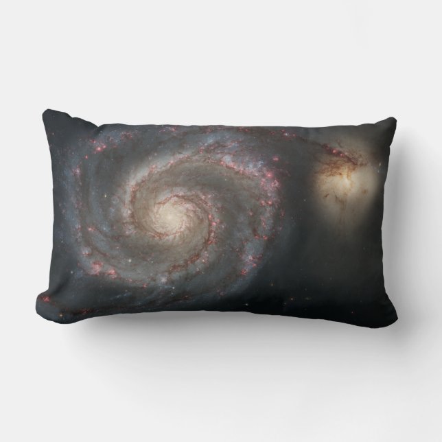 The Whirlpool Galaxy M51 & Companion in Space Lumbar Cushion (Front)