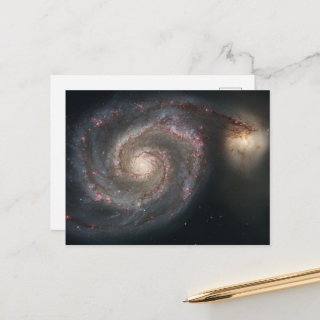 The Whirlpool Galaxy M51 & Companion in Space Postcard (Front/Back In Situ)