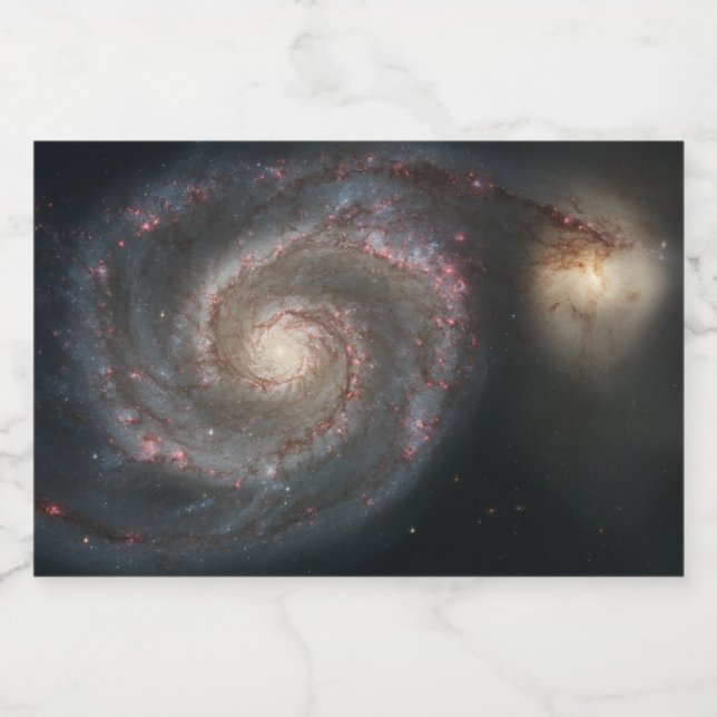 The Whirlpool Galaxy M51 & Companion in Space Sparkling Wine Label (Single Label)