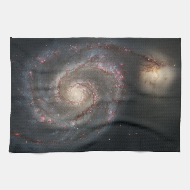 The Whirlpool Galaxy M51 & Companion in Space Tea Towel (Horizontal)