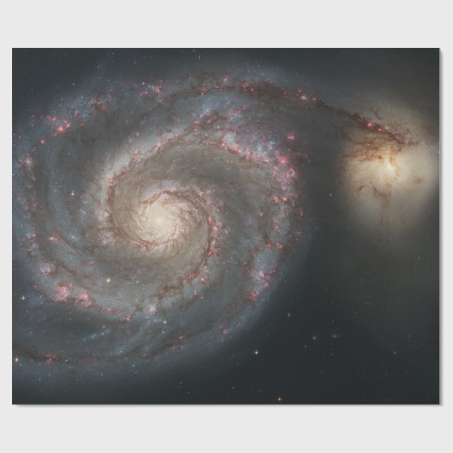 The Whirlpool Galaxy M51 & Companion in Space Wrapping Paper (Flat)