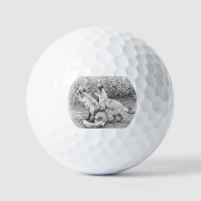 The Whispered Done Fox Sketch Golf Ball (Front)