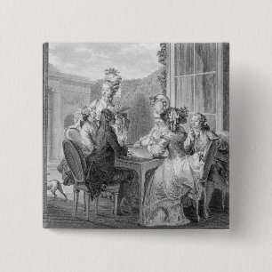 The Whist Party, 1783, engraved by Jean Dambrun (1 15 Cm Square Badge