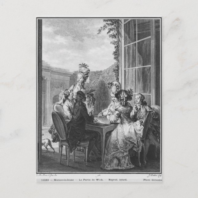 The whist party, engraved by Jean Dambrun  1783 Postcard (Front)