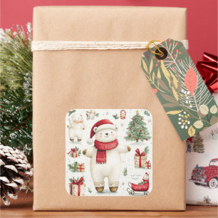 The white bear Santa sticker