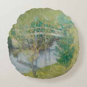 The White Bridge, c.1895 (oil on canvas) Round Cushion