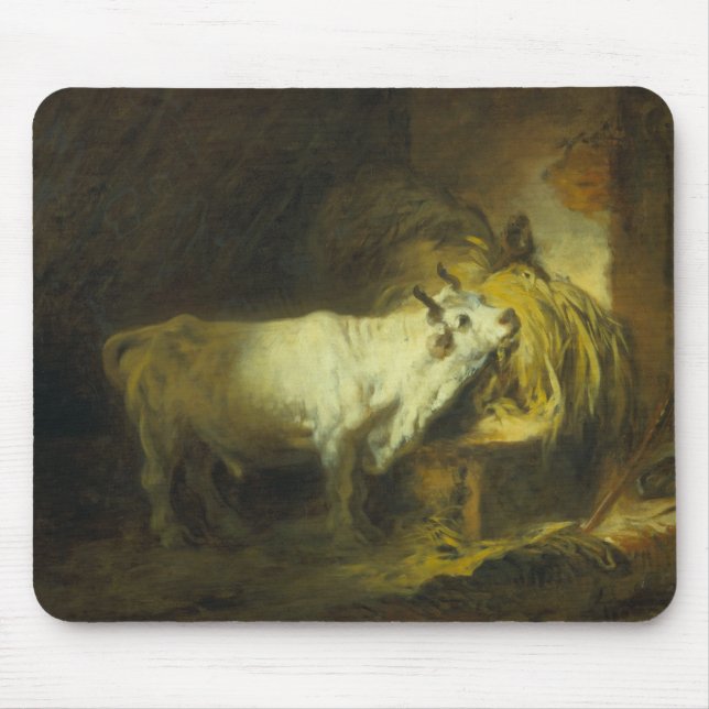 The White Bull in the Stable (oil on canvas) Mouse Pad (Front)