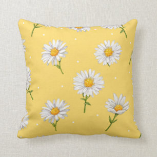 The white daisies flowers, Aesthetic daisies patte Cushion