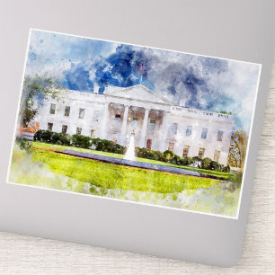 The White House in Washington DC Watercolor