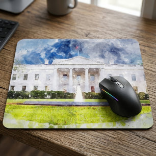 The White House in Washington DC Watercolor Mouse Pad