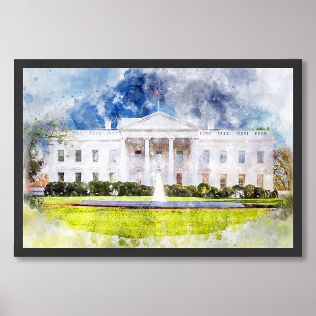 The White House in Washington DC Watercolor Photo Print (Creator Uploaded)