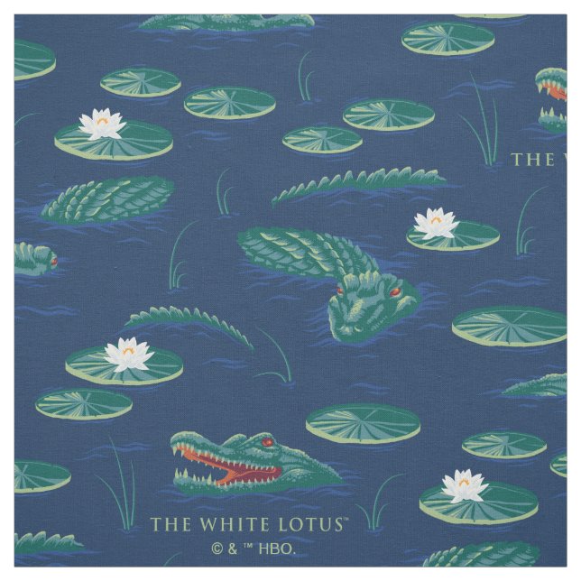 The White Lotus Alligator Lagoon Pattern Fabric (Swatch)