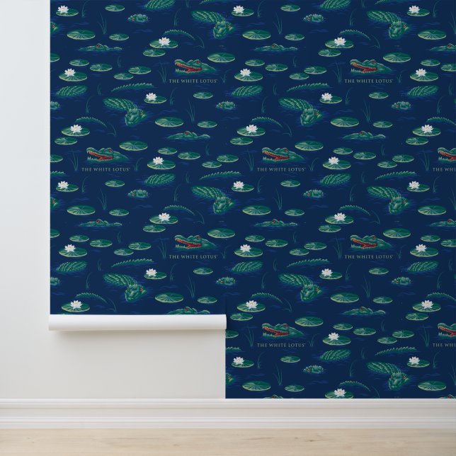 The White Lotus Alligator Lagoon Pattern Wallpaper (Application)