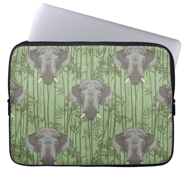 The White Lotus Majestic Elephants Pattern Laptop Sleeve (Front)