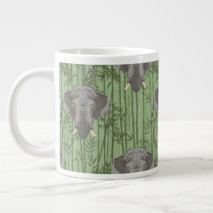 The White Lotus Majestic Elephants Pattern Large Coffee Mug